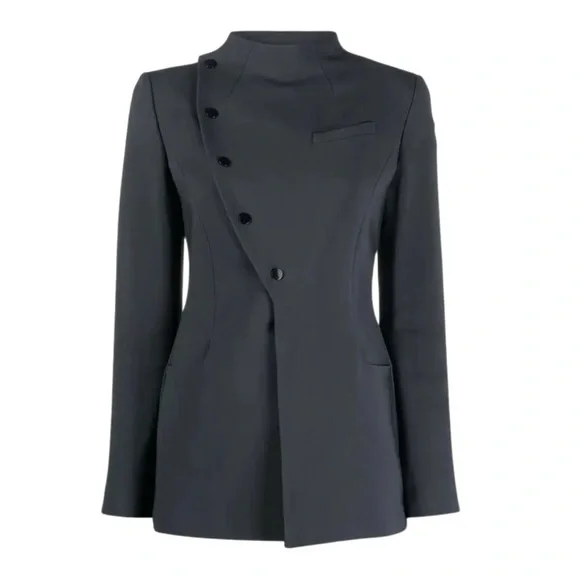 Coperni Charcoal Women's Asymmetrical Fitted Blazer - Picture 1 of 12